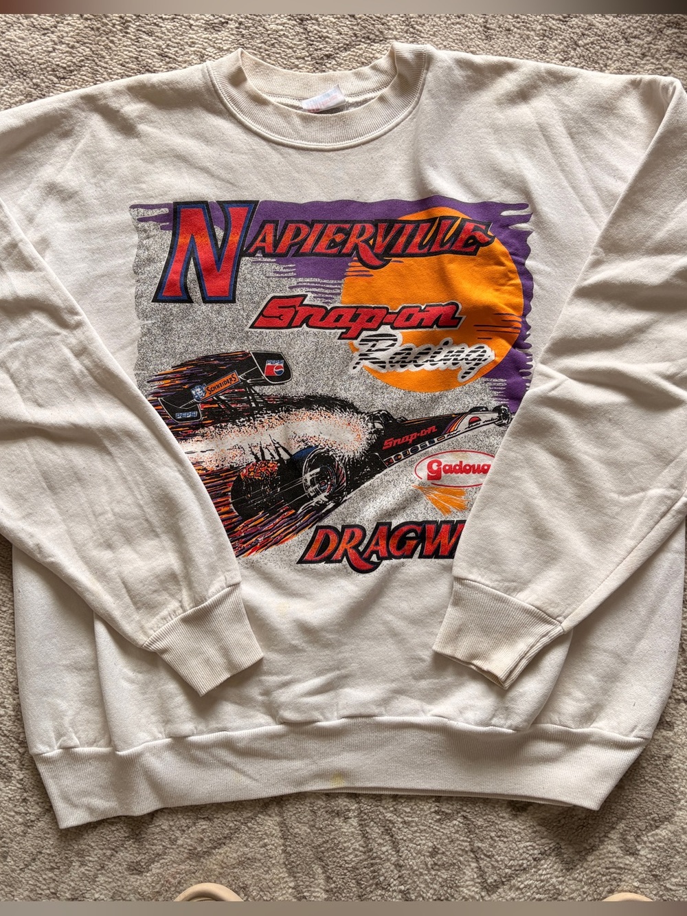 Vintage Snap-On Racing Napierville Dragway Crewneck Sweatshirt Graphic Hanes XL